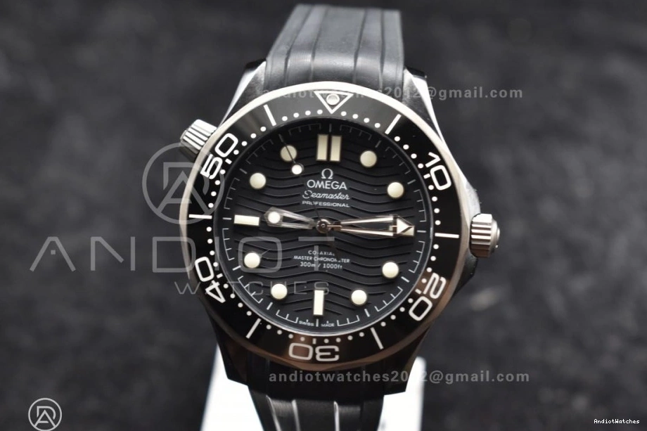 Rubber on Diver Black 1081 VSF Edition Dial Black 300M PVD Seamaster Best Strap A GoAnywhere 0915